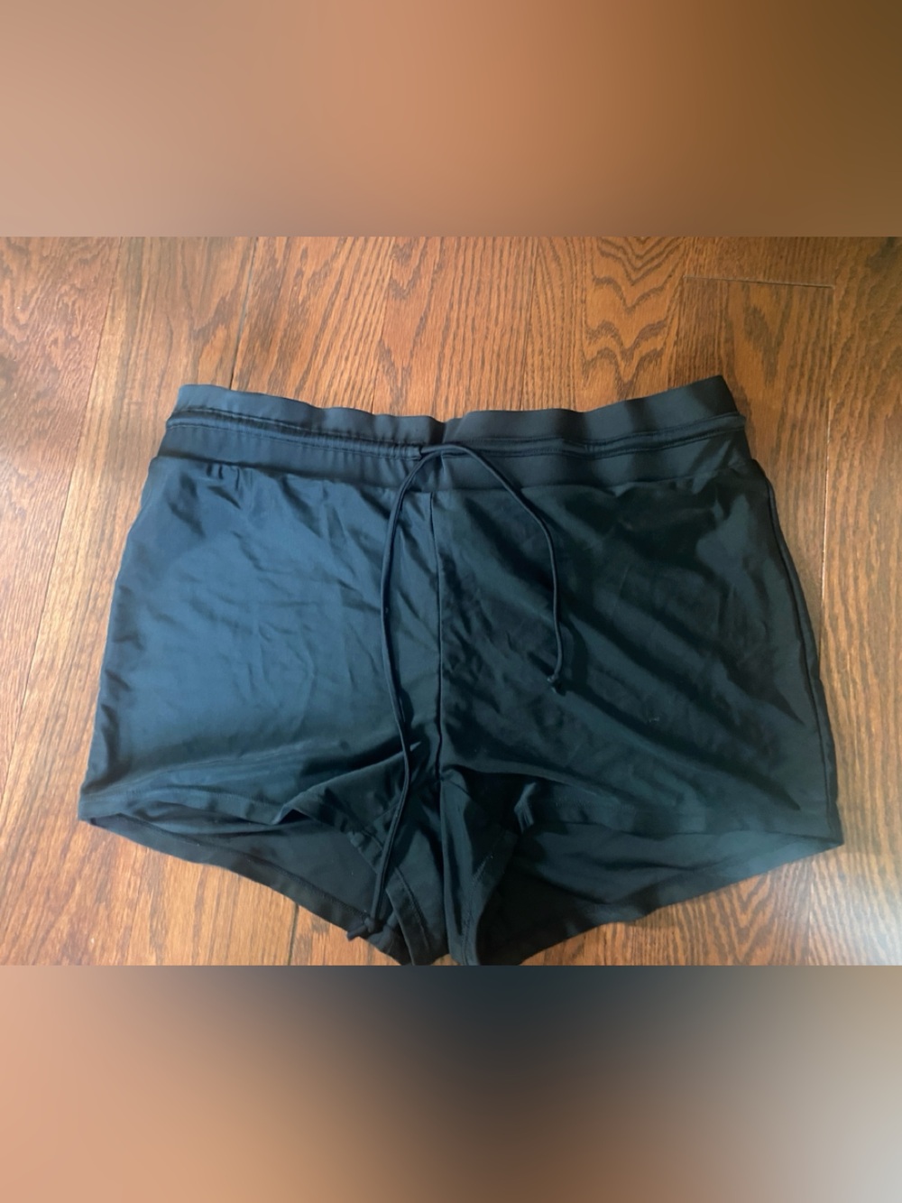 Women’s Black Athletic Drawstring Shorts with Smooth Waistband